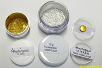Powder Gold (left), Powder Silver (middle)  -   Click to view a larger resolution image
